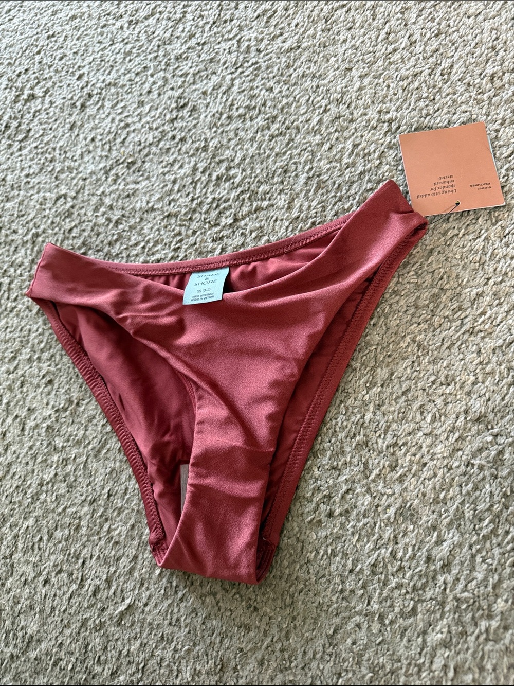 Shade & Shore Rose-Red High-Cut Bikini Bottom